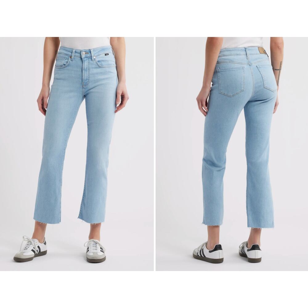 Mavi Anika High Waist Raw Hem Flare Leg Jeans 28 x 27